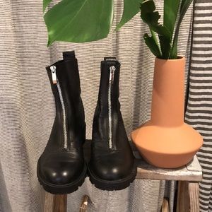 Leather Zip up boots